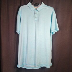 BKE Mens Performance Fabric Polo Shirt‎ Light Blue XL Short Sleeve Button Up